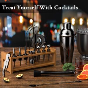 Vabaso Bartender Kit, 24pcs Bartending Kit Cocktail Shaker Set, 25oz Martini Shaker Bar Tools Set, Bar Accessories for The Home, Housewarming Father's Day