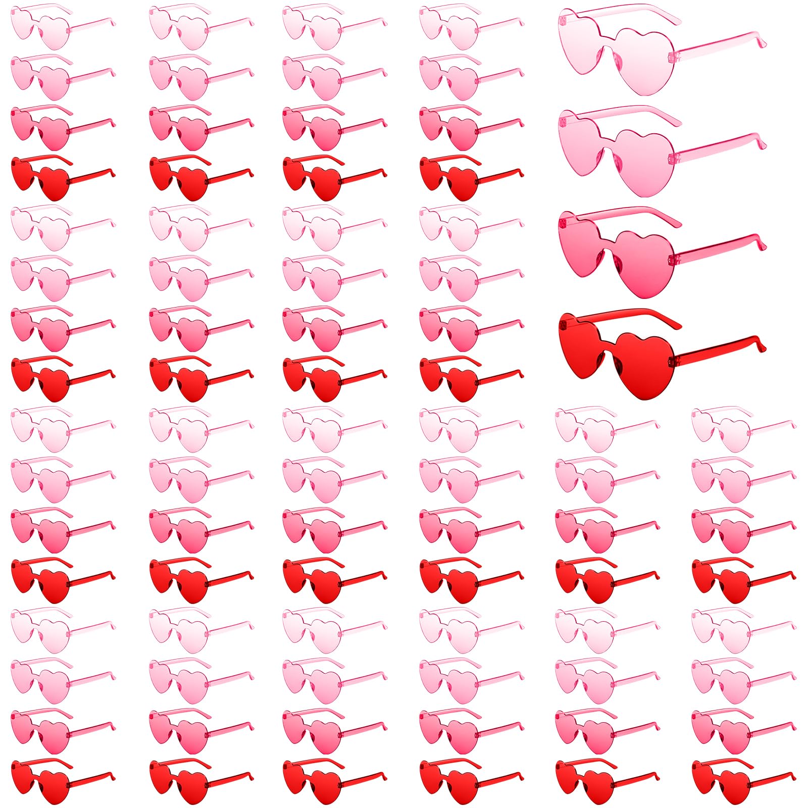 Chicpop 80Pairs Heart Sunglasses for Women Red Heart Shaped Sunglasses Heart Glasses Party Glasses Bulk Accessories for Adult Party Favors