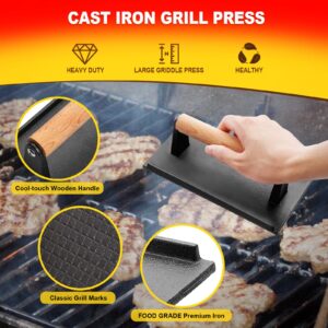 10PCS Griddle Accessories Kit, CEKEE Flat Top Grill Accessories Set and Burger Press for Blackstone and Camp Chef, Grill Spatula Set with Enlarged Spatulas, Scraper for Outdoor BBQ Cooking