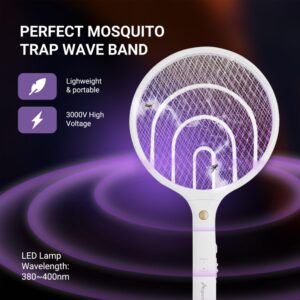 Aspectek 2 Pack Electric Fly Swatter 3000V,2 in 1 Mosquito Zapper, Rechargeable Bug Zapper Racket for Indoor and Outdoor, USB Charging Cable