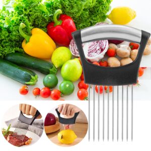 JAYVAR Onion Holder for Slicing, Lemon Slicer Onion Cutter for Slicing, Vegetable Cutter for Potato and Tomato, Avocados, Eggs, Food Slicer Assistant Tool for Slicing Fruit Lemon and Meat