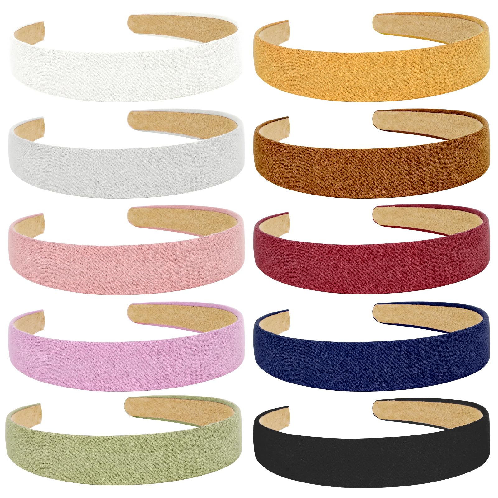 Wecoe 10pcs Suede Like Headbands Women 1 Inch Wide Headbands Red White Black Pink Purple Blue Green Headband Non Slip Fashion Hair Bands Costume Hair Accessories Women Girls Diademas Para Mujer