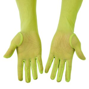 Luwint Long Mesh Gloves, 21" Over Elbow Extra Long Tulle Gloves Opera Halloween Prom Stretchy Long Silk Sheer Gloves (Long Gloves, Green)