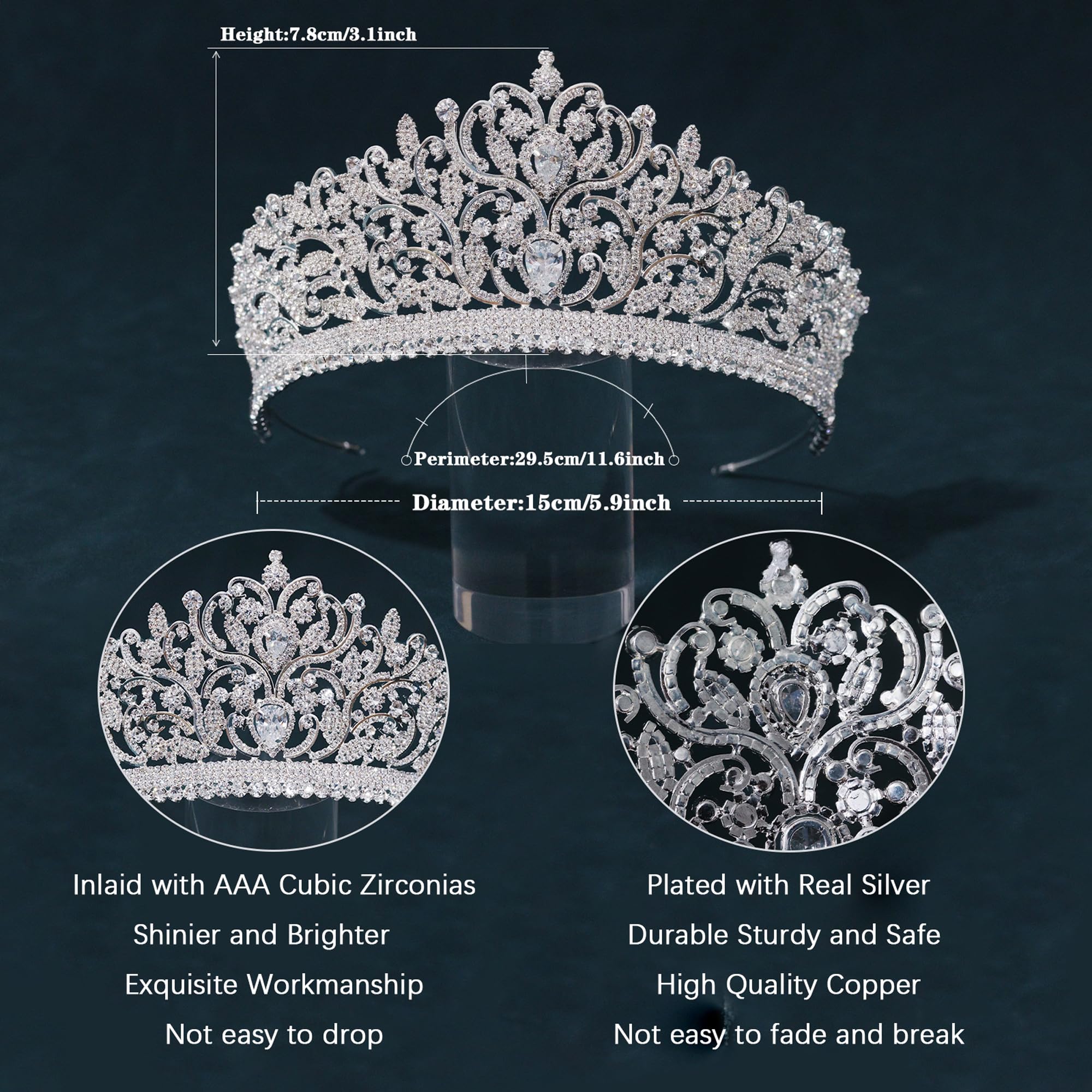 FASNAHOK Cubic Zirconia Tiaras for Women Silver Princess Birthday Queen Crowns CZ Wedding Hair Accessories for Bride Coronas Para 15 Anos Quinceaneras 2023