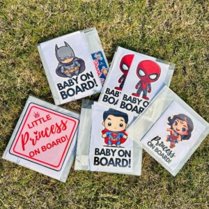 Baby on Board Stickers | Kids in Car Pack of 2 stickers (Bat Baby 01)