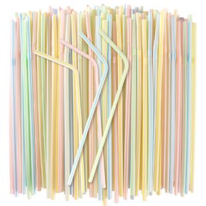 maqihan 150pcs disposable plastic drinking straws - flexible drinking straws long plastic straws drinking straws bendable colorful pp plastic straws for home use milk juice drinks