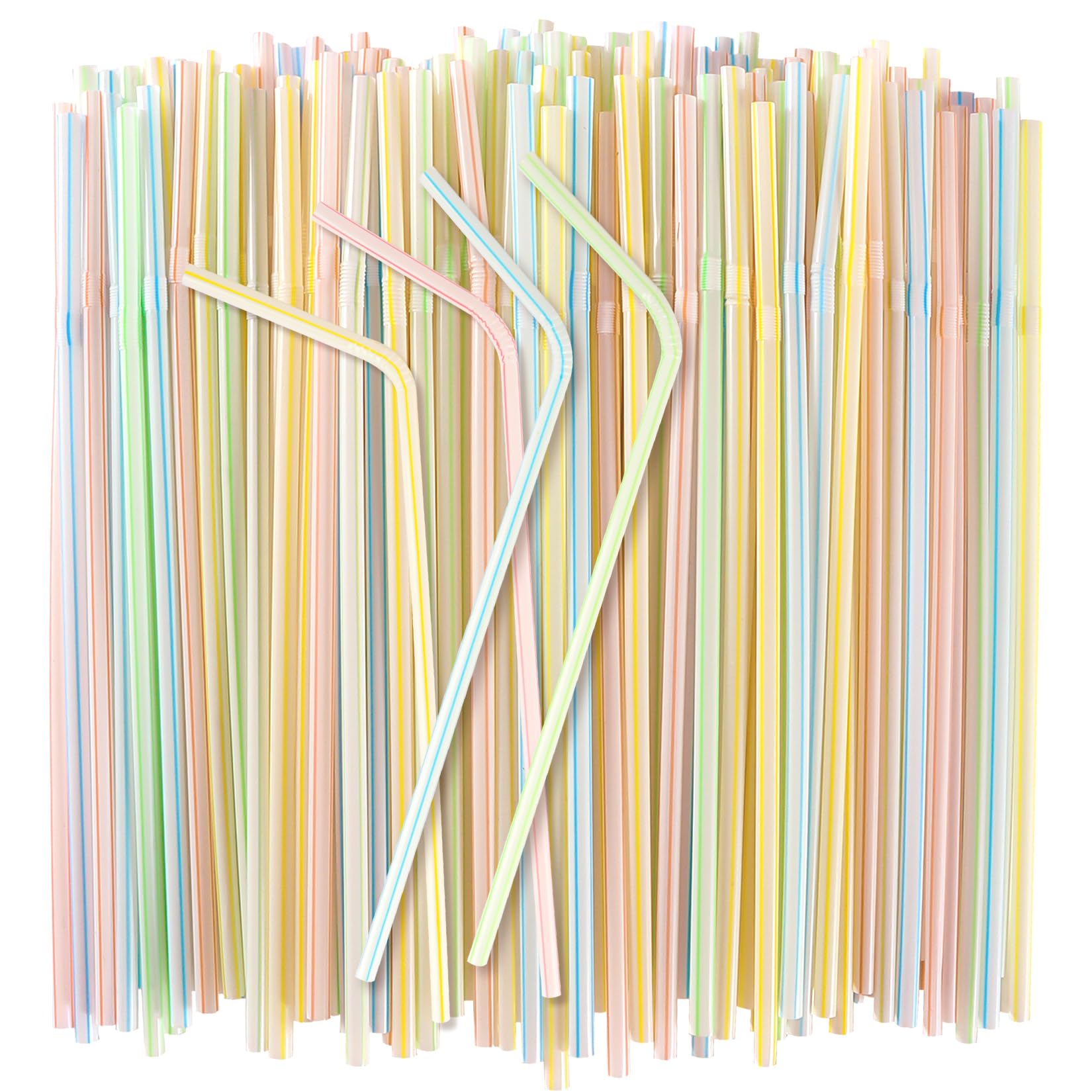 MAQIHAN 150PCS Disposable Plastic Drinking Straws - Flexible Drinking Straws Long Plastic Straws Drinking Straws Bendable Colorful PP Plastic Straws for Home Use Milk Juice Drinks