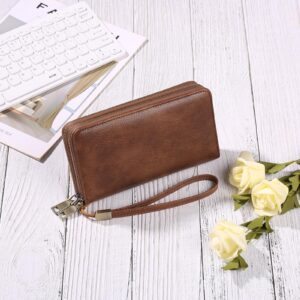 GAEKEAO Wallet for Women Clutch RFID Blocking Leather Wristlet Purse Large Capacity Credit Card Holder with Grip Hand Strap