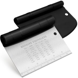 urbanstrive bench scraper for baking, stainless steel dough cutter and scraper tool kitchen, kitchen scraper food scraper tool pizza cutter food chopper, multi-purpose kitchen gadgets, black