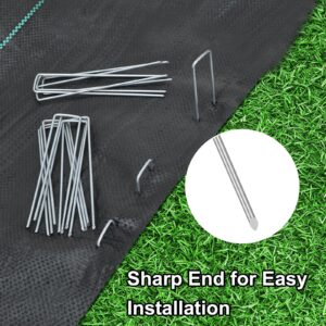 CEWOR 50 Pack 12 Inch Landscape Staples, Ground Fence Stakes Garden Staples 11 Gauge Galvanized Landscaping Fabric Staples, SOD U-Shaped Pins Lawn Yard Metal Stakes for Securing Barrier Fabric