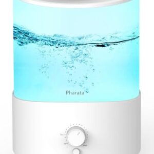 Pharata® Humidifiers for Bedroom Home, 2.5L Top Fill Cool Mist Humidifier for Baby with Essential Oil Diffuser, Ultrasonic Air Humidificador for Large Room Indoor Plants, Lasts Up to 28H, (White)