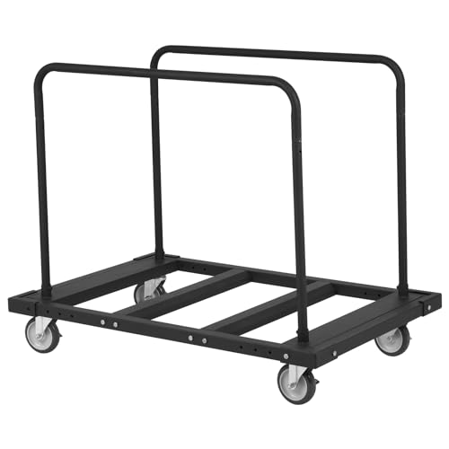 VEVOR Folding Table Cart, 1800 LBS Heavy Duty Table Trolley with 5" Swivel Wheels, Black Desk Trolley for Garage, Home, Warehouse, Party Event Hotel Furniture 10 Table Capacity