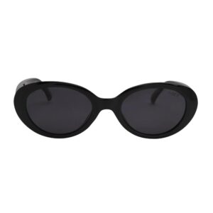 i-sea women's monroe polarized sunglasses - mini oval sunglasses for women, trendy sunglasses for women - womens sunglasses with scratch-resistant lenses - black frame, smoke polarized lens