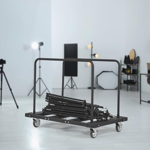 VEVOR Folding Table Cart, 1800 LBS Heavy Duty Table Trolley with 5" Swivel Wheels, Black Desk Trolley for Garage, Home, Warehouse, Party Event Hotel Furniture 10 Table Capacity