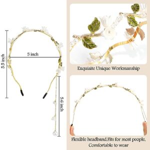 AHONEY Flower Headband for Women Girls Hair Vine Gold Leaf Boho Headband Wedding Fairy Accessories Headpiece Bridal Crown (Floral)