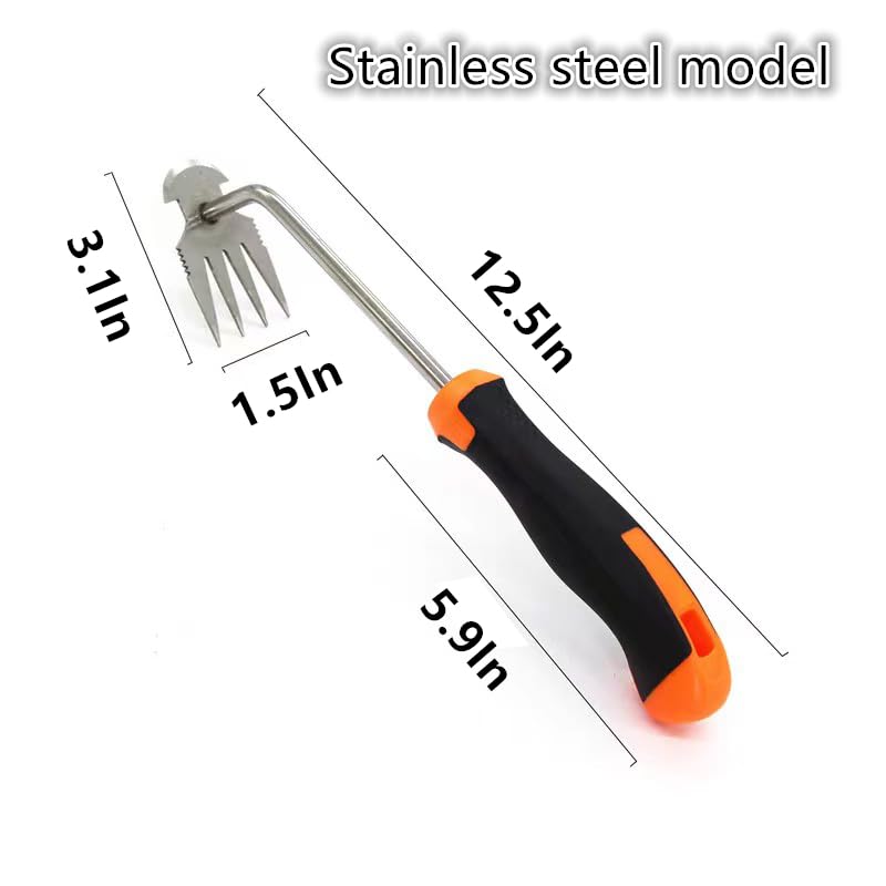 Weed Removal Tool, 2024 New Garden Weeding Tools Manganese Steel Hand Weeder Tool with Handle, 4 Teethes Dual Purpose Manual Weeders Tool Weed Pulling Tool for Garden (Rubber Handle)