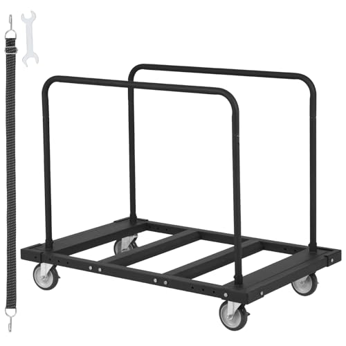 VEVOR Folding Table Cart, 1800 LBS Heavy Duty Table Trolley with 5" Swivel Wheels, Black Desk Trolley for Garage, Home, Warehouse, Party Event Hotel Furniture 10 Table Capacity