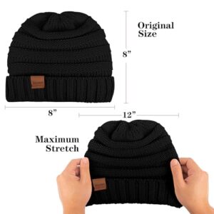 Rosoz Womens Beanies for Winter Slouchy Beanies for Women Knit Warm Winter Hats for Women Thick for Cold Weather Black