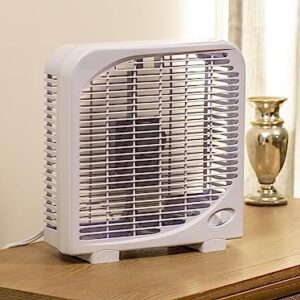 EZ-CHILL 9" Electric Portable 2-Speed, Quiet Box Fan, Ideal for Home, Bedroom, Dorm, & Office, BP-9B