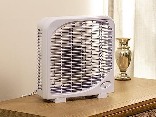 EZ-CHILL 9" Electric Portable 2-Speed, Quiet Box Fan, Ideal for Home, Bedroom, Dorm, & Office, BP-9B