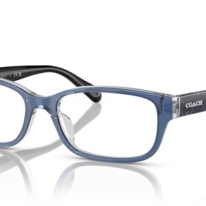 Coach HC6221U Universal Fit Prescription Eyewear Frames, Transparent Blue/Demo Lens, 52 mm