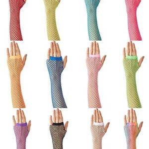 OTPEH Short Fishnet Gloves Fingerless For Women Fish Net Mesh Emo Goth 80s Scene Accessories