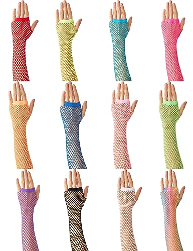 OTPEH Short Fishnet Gloves Fingerless For Women Fish Net Mesh Emo Goth 80s Scene Accessories