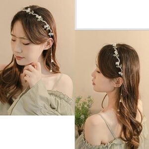 AHONEY Flower Headband for Women Girls Hair Vine Gold Leaf Boho Headband Wedding Fairy Accessories Headpiece Bridal Crown (Floral)