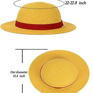 Yofuhope Straw Hat Luffy Hat Cospaly Hats Halloween Performance Costume Party Straw hat for Men Women Kids Yellow Strawhats Summer Hat (01Yellow)