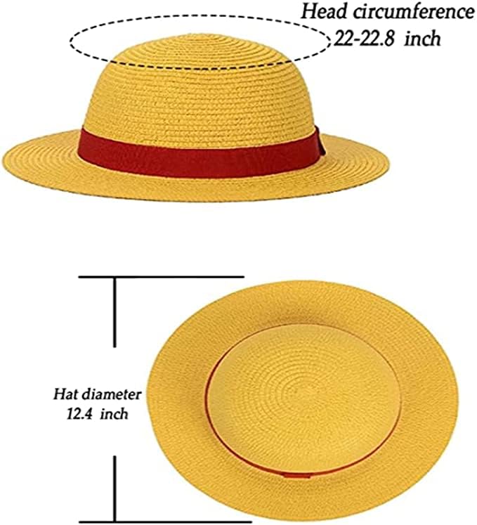 Yofuhope Straw Hat Luffy Hat Cospaly Hats Halloween Performance Costume Party Straw hat for Men Women Kids Yellow Strawhats Summer Hat (01Yellow)