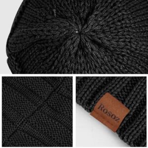 Rosoz Womens Beanies for Winter Slouchy Beanies for Women Knit Warm Winter Hats for Women Thick for Cold Weather Black