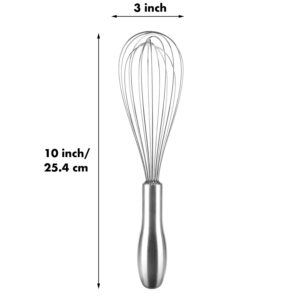 OYV 18/10 Stainless Steel Whisk, Ergonomic Handle, Dishwasher Safe Metal Whisk, Professional Whisk for Kitchen Cooking, Perfect for Blending, Whisking, Baking, and Beating, 10-Inch Wire Whisk