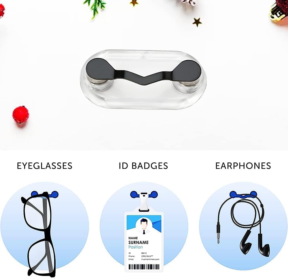 Magnetic Eyeglass Holders 3 Pack Name tag Badge Holder Sunglass Holder ID Badge for Men and Women, Acrylic Acetate Brooch-Style Holder (Black)