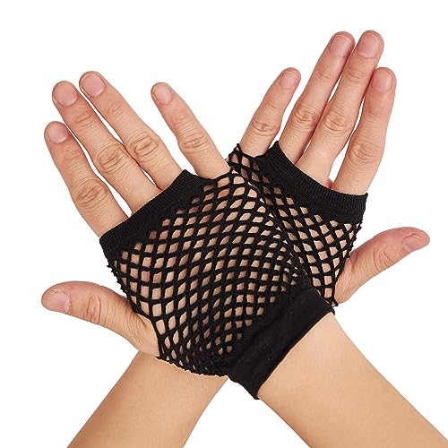 OTPEH Short Fishnet Gloves Fingerless For Women Fish Net Mesh Emo Goth 80s Scene Accessories