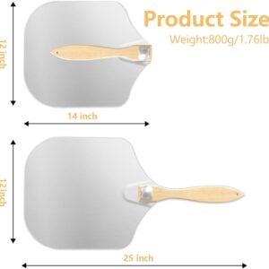 Luvan Aluminum Metal Pizza Peel with Foldable Wooden Handle,12x14 Inch Aluminum Pizza Peel,Pizza Paddle Foldable Pizza Peel Pizza Spatula Paddle Pizza Spatula for Oven,Baking Homemade Pizza Bread