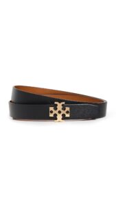 tory burch women's logo belt, black, m