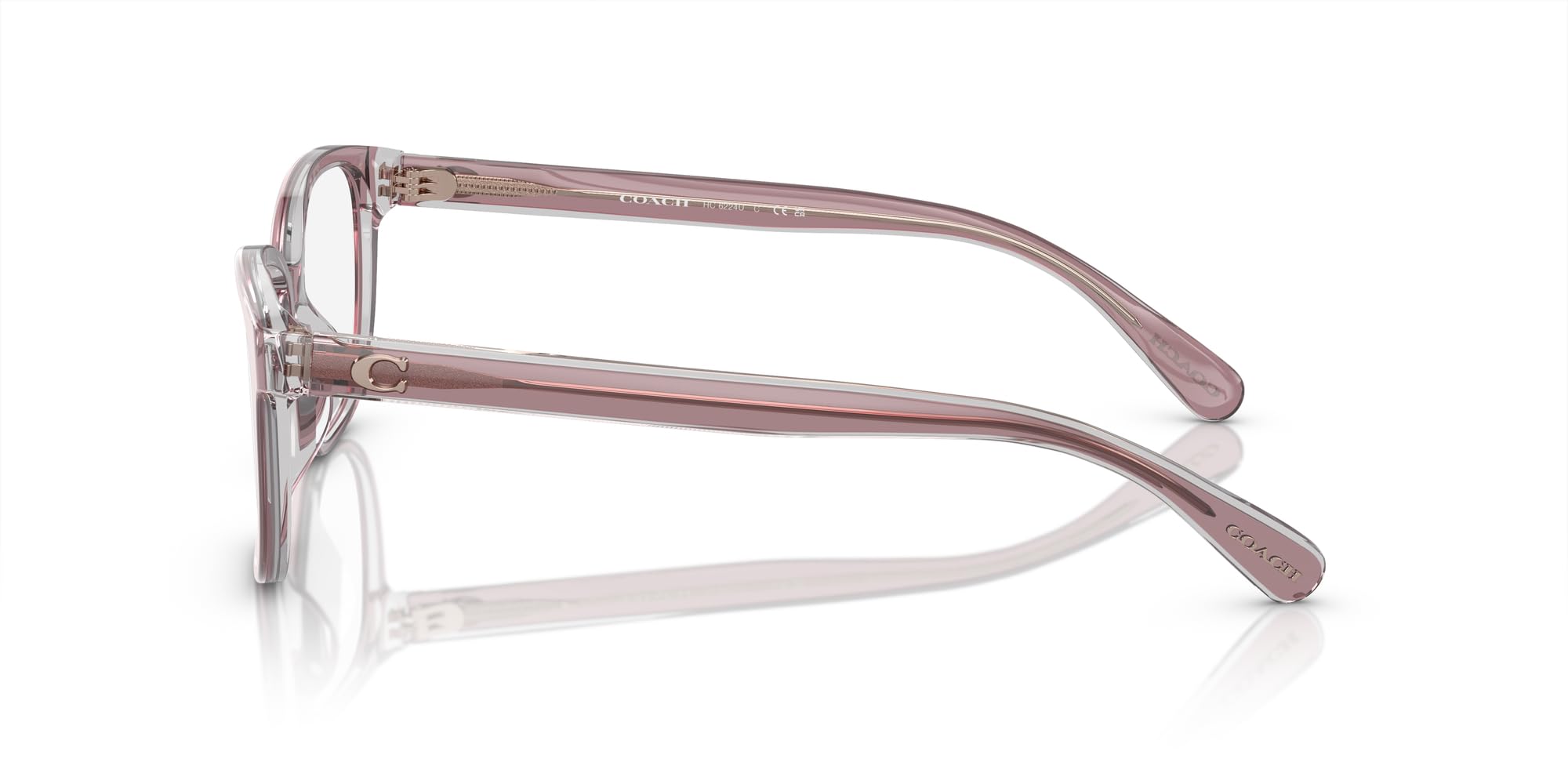 Coach HC6224U Universal Fit Prescription Eyewear Frames, Transparent Rose/Blush/Demo Lens, 53 mm