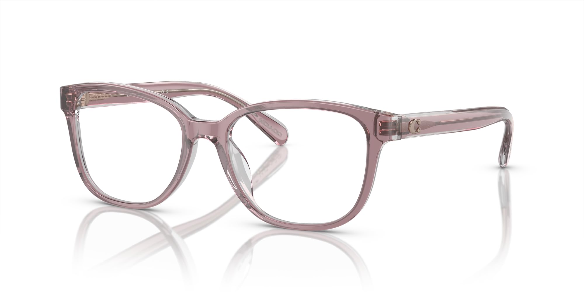 Coach HC6224U Universal Fit Prescription Eyewear Frames, Transparent Rose/Blush/Demo Lens, 53 mm