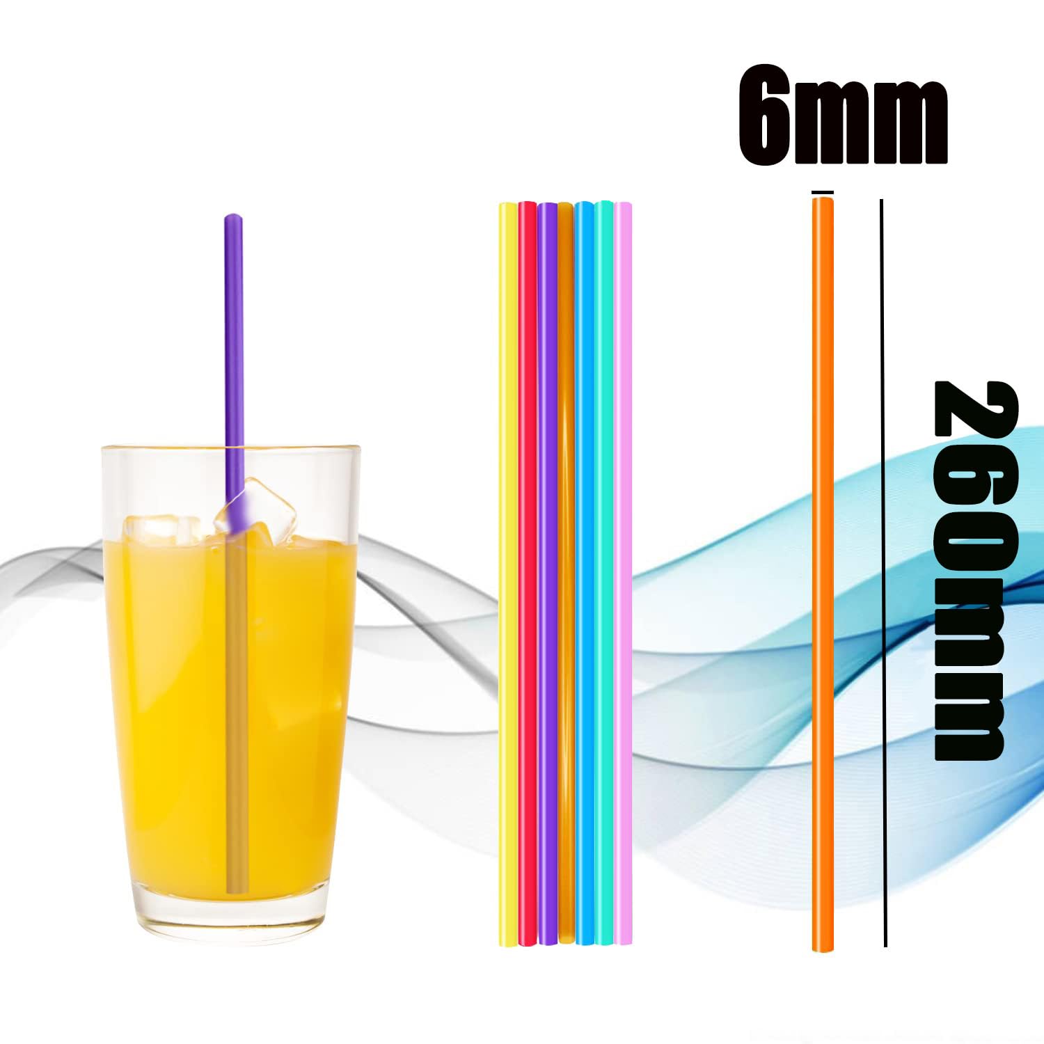 100 Pcs Colorful Plastic Long Disposable Drinking Straws.(0.23''diameter and 10.24"long) (Colorful-long)