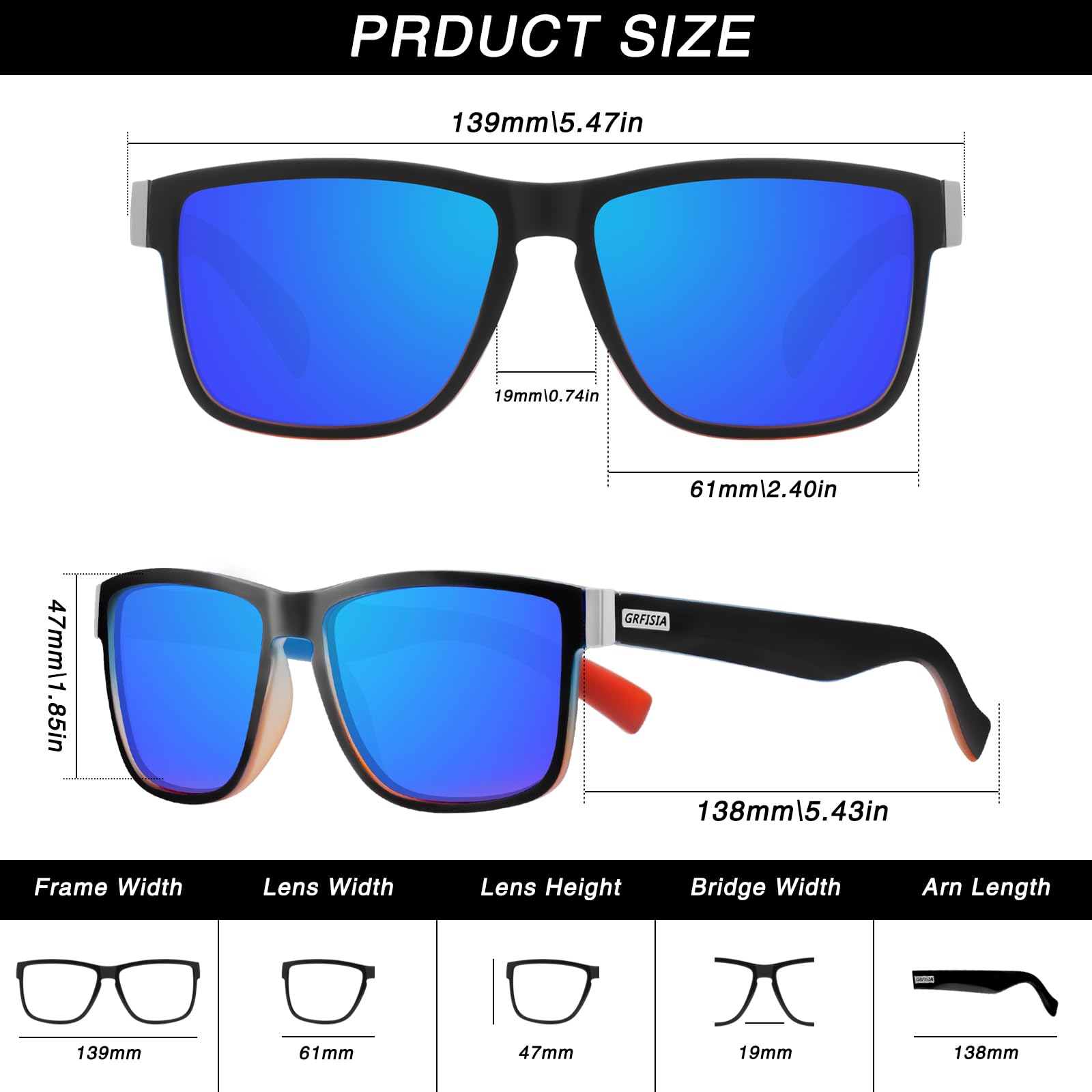 GRFISIA Vintage Polarized Sunglasses for Men and Women Driving Sun glasses 100% UV Protection