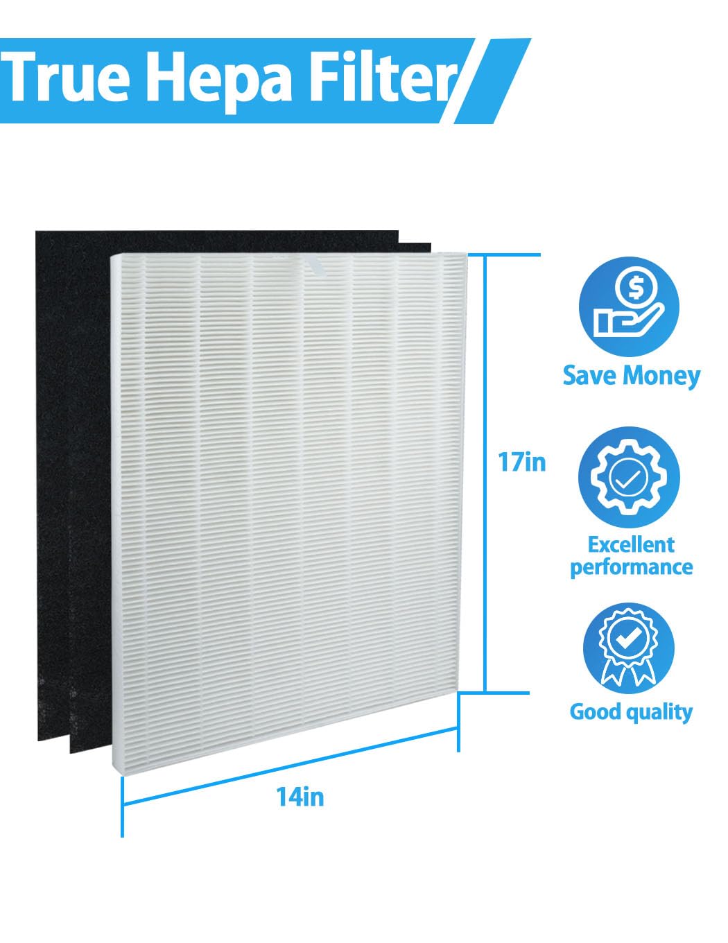 BBT BAMBOOST D480 True HEPA Replacement Filter D4 Compatible with Winix D480 Air Purifier, 1 True HEPA and 2 Activated Carbon Filters, Item Number 1712-0100-00