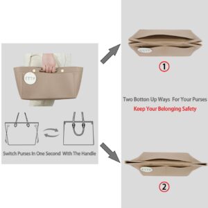 ETTP Purse Organizer Insert For Handbags, Felt Tote Bag Organizer Insert, Handbag Organizer, Compatible with Neverful Speedy and More, 6 Size (Medium,Beige)