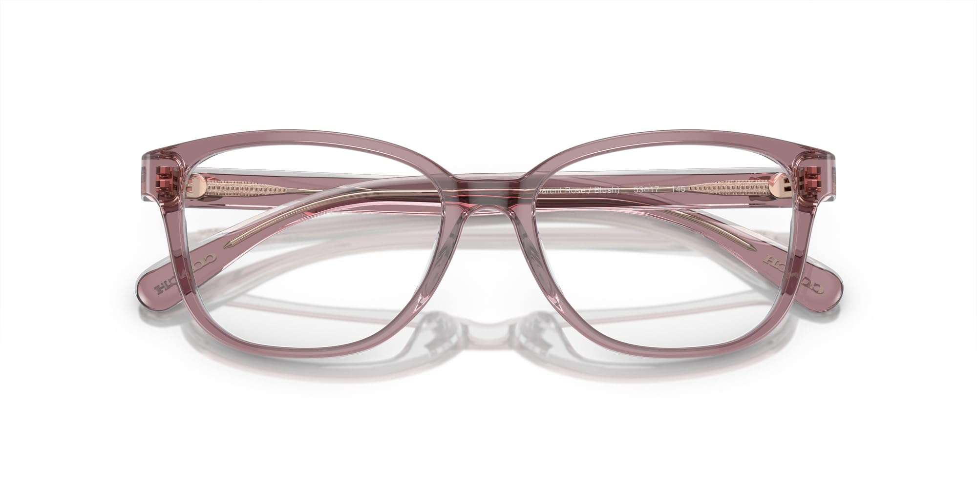 Coach HC6224U Universal Fit Prescription Eyewear Frames, Transparent Rose/Blush/Demo Lens, 53 mm