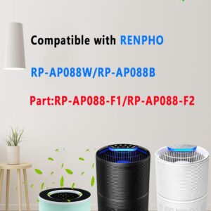 BBT BAMBOOST RP-AP088-F2/F1 Replacement Filter Compatible with Renpho RP-AP088 RP-AP088W RP-AP088B Air Purifier, 3-in-1 H13 True HEPA and High-Efficiency Activated Carbon Filter, 2 Pack