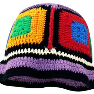 Floral Crochet Hat for Women Handmade Bucket Hats Foldable Multicolor Bucket Cap Casual Fisherman Caps Crochet Sun Hat 2023