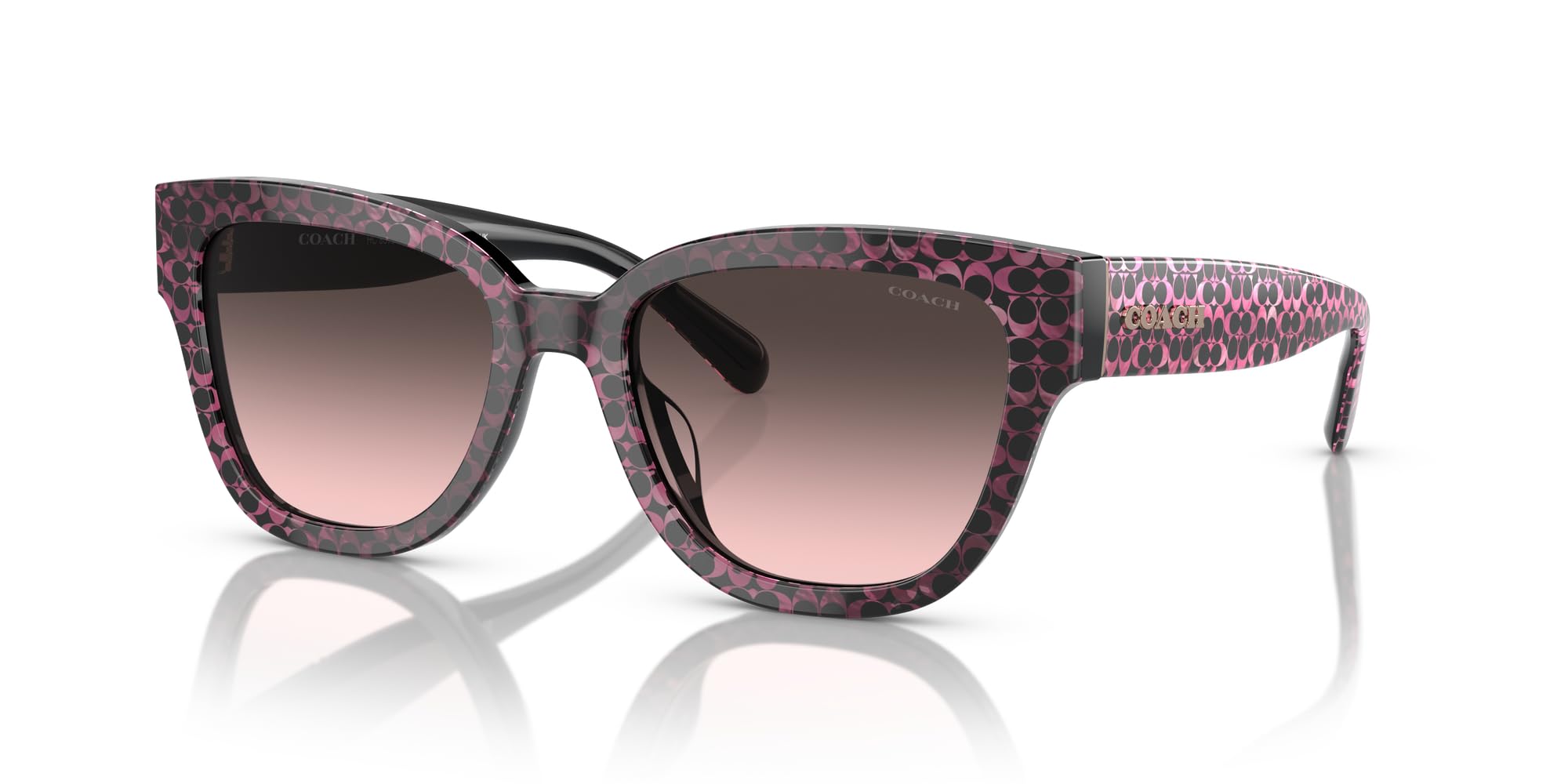 Coach HC8379U Universal Fit Sunglasses, Ruby Pearl Signature C/Grey Rose Gradient, 54 mm