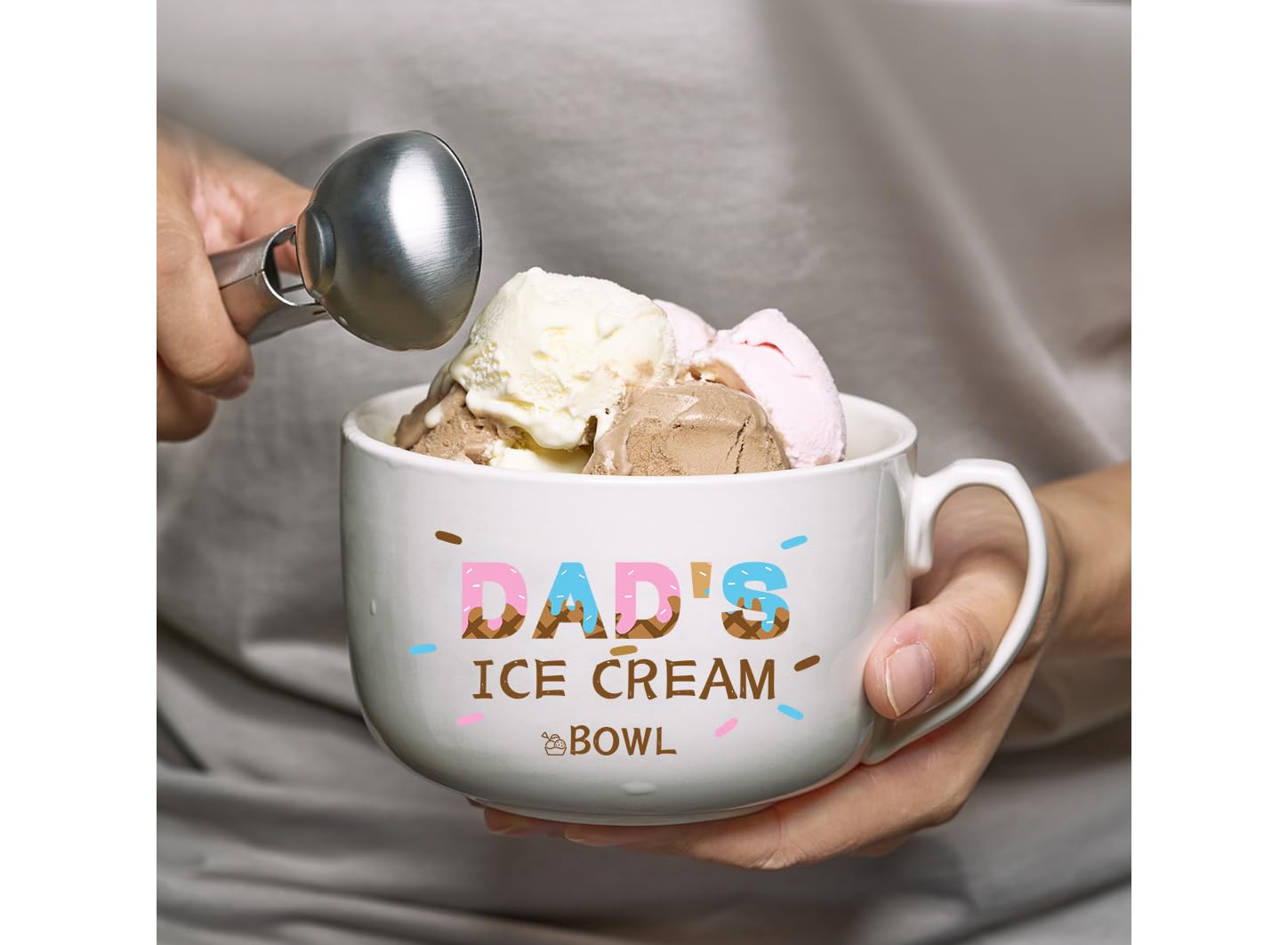 EUUPS Dad Gifts for Fathers Day - Dad's Ice Cream Bowl and Scoop, Shovel Dad's Ice Cream Spoon - Dad Gifts from Daughter Son - Ideal Dad Christmas Birthday Gift