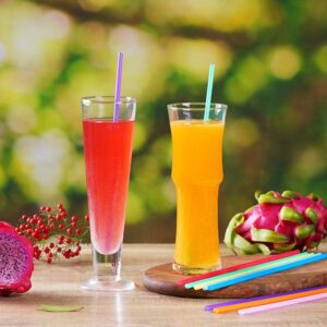 100 Pcs Colorful Plastic Long Disposable Drinking Straws.(0.23''diameter and 10.24"long) (Colorful-long)