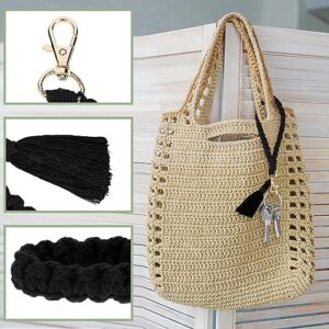 Lusofie Boho Wrist Keychain Tassel Wristlet Keychain Keyring Holder Key Wrist Lanyard for Women(Black)