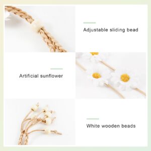 DOCILA Floral Headbands For Women White Daisy Flower Hairbands Boho 60s 70s Hippie Accessories Fairy Crown Party Costume Outfits Headdress